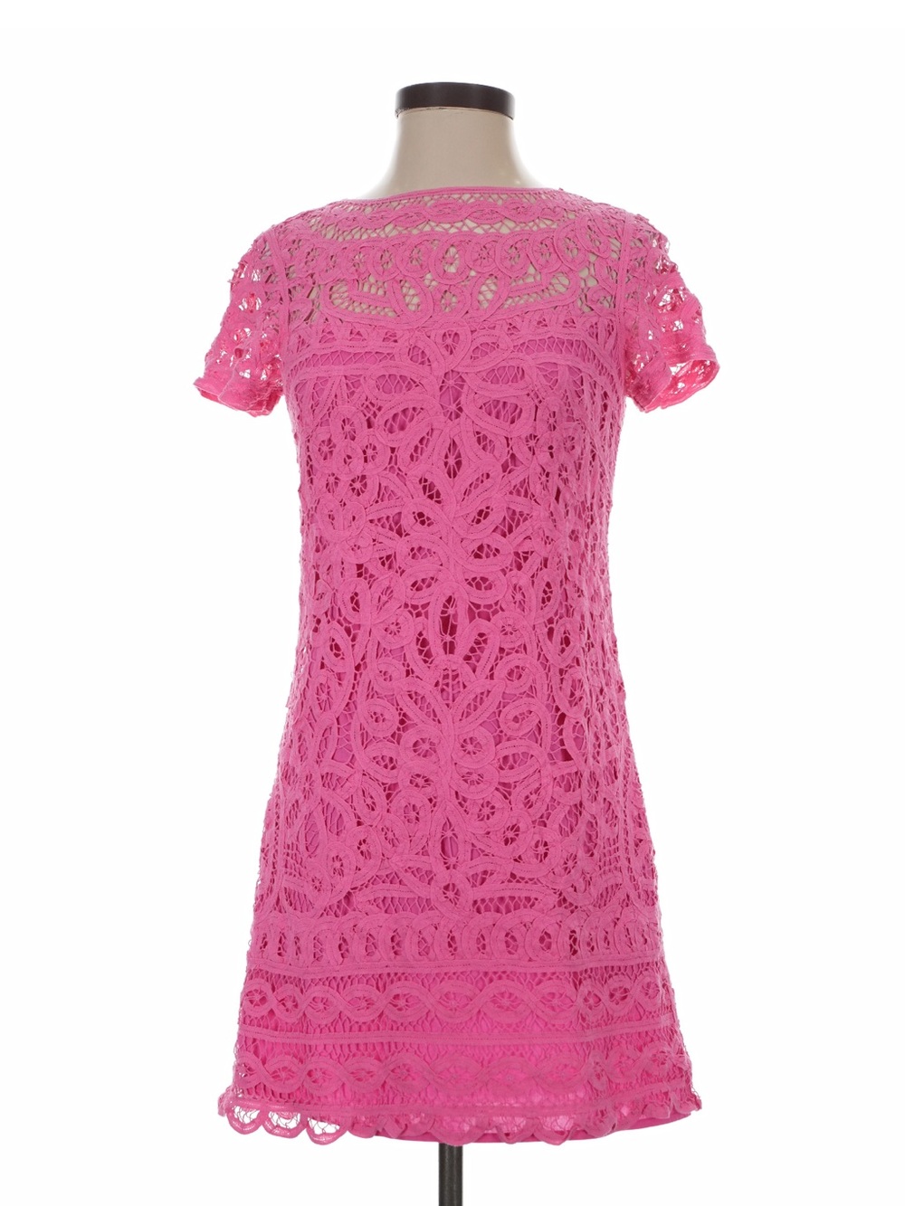 Lilly Pulitzer Hot Pink Crochet Lace Short Sleeve Shift Dress